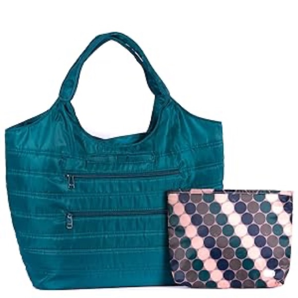 Lug Gondola XL Tote with Polka Dot Pouch - Emerald